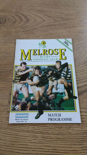 Melrose v Jed-forest Mar 1994 Rugby Programme
