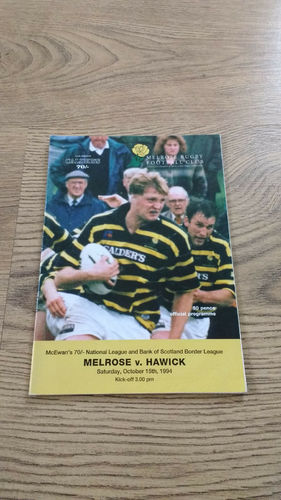 Melrose v Hawick Oct 1994 Rugby Programme
