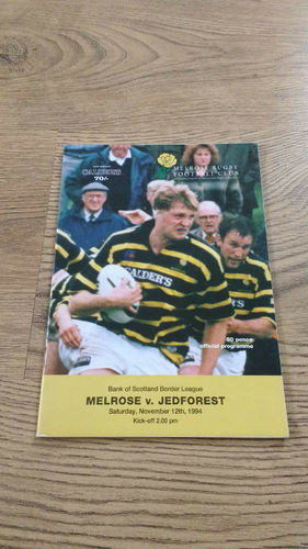 Melrose v Jedforest Nov 1994 Rugby Programme