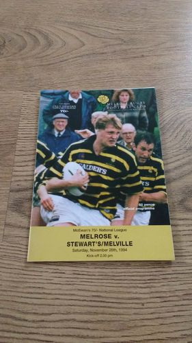 Melrose v Stewart's/Melville Nov 1994 Rugby Programme