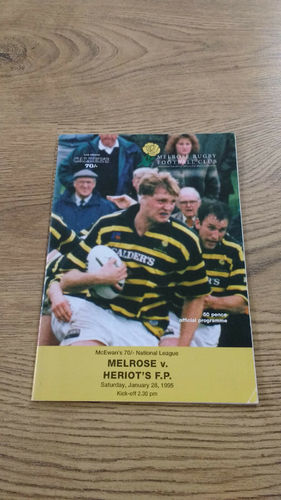 Melrose v Heriot's FP Jan 1995 Rugby Programme