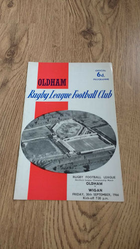 Oldham v Wigan Sept 1966 Rugby League Programme