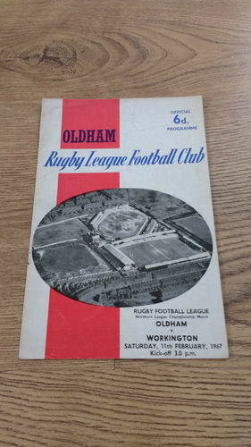 Oldham v Workington Feb 1967 Rugby League Programme