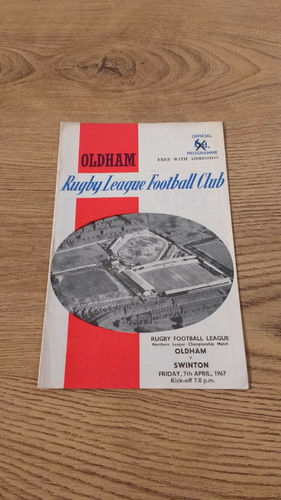 Oldham v Swinton Apr 1967 Rugby League Programme