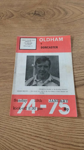 Oldham v Doncaster Jan 1975 Rugby League Programme