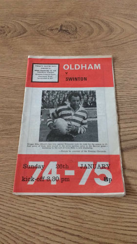 Oldham v Swinton Jan 1975 Rugby League Programme