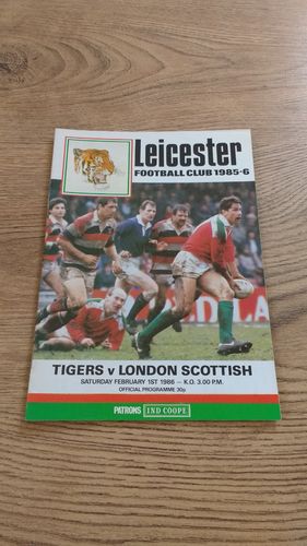 Leicester v London Scottish Feb 1986 Rugby Programme