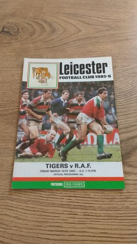 Leicester v RAF Mar 1986 Rugby Programme