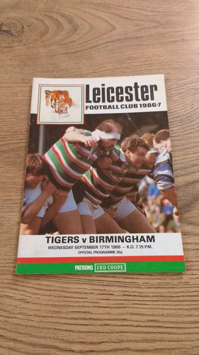 Leicester v Birmingham Sept 1986 Rugby Programme