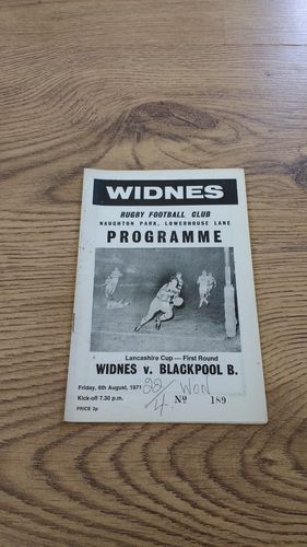 Widnes v Blackpool Aug 1971 Lancashire Cup Rugby League Programme