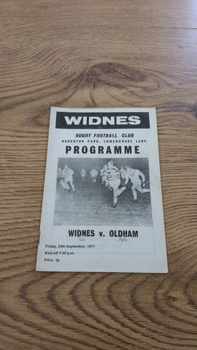 Widnes v Oldham Sept 1971 Rugby League Programme