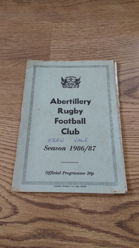Abertillery v Ebbw Vale Dec 1986 Rugby Programme