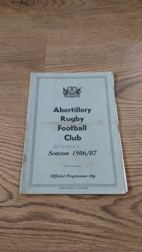 Abertillery v Bridgend Apr 1987 Rugby Programme