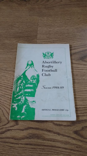 Abertillery v Newport Oct 1988 Rugby Programme