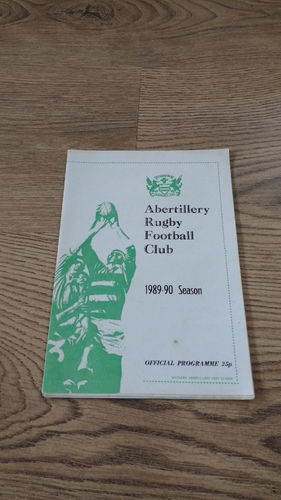 Abertillery v Plymouth Oct 1989 Rugby Programme