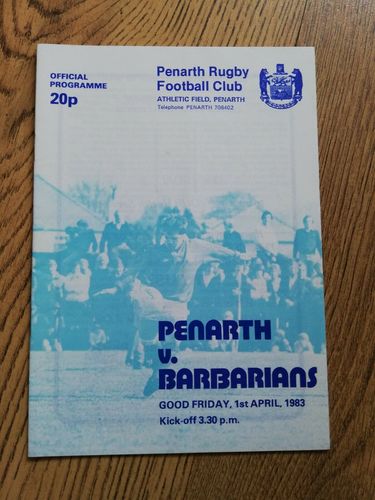 Penarth v Barbarians Apr 1983 Rugby Programme