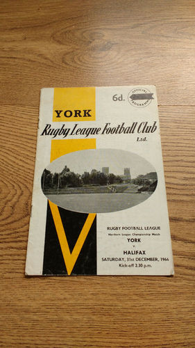 York v Halifax Dec 1966 Rugby League Programme