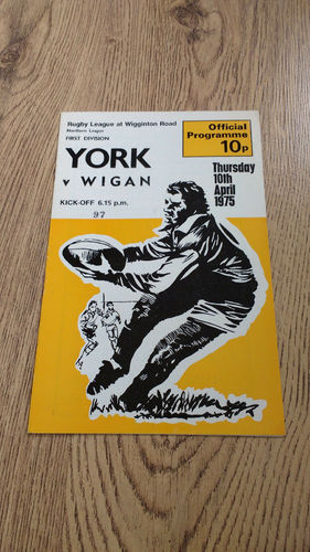 York v Wigan Apr 1975 Rugby League Programme