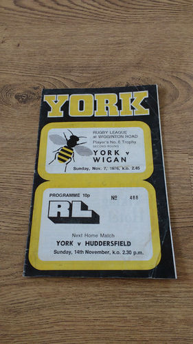 York v Wigan Players No6 Trophy Nov 1976 Rugby League Programme