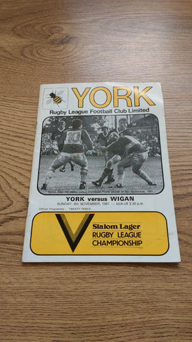 York v Wigan Nov 1981 Rugby League Programme