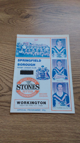 Springfield Borough v Workington Apr 1988 Rugby League Programme