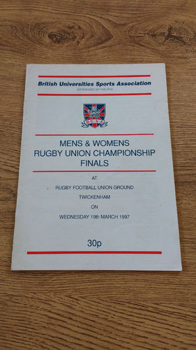 Brunel University College v Loughborough 1997 UAU Final Rugby Programme