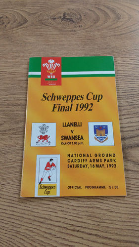 Llanelli v Swansea 1992 Schweppes Cup Final Rugby Programme