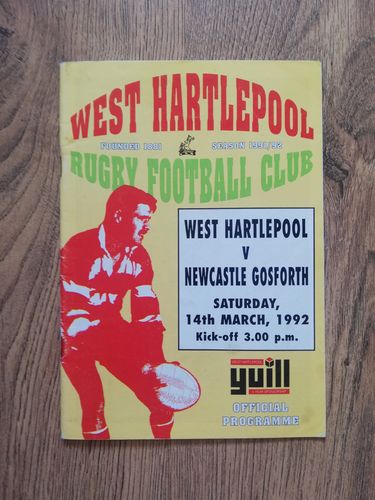 West Hartlepool v Newcastle Gosforth Mar 1992