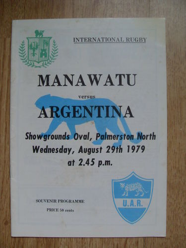 Manawatu v Argentina 1979 Rugby Programme