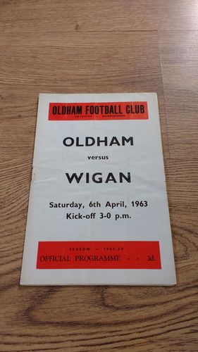 Oldham v Wigan Apr 1963 Rugby League Programme
