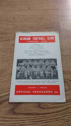 Oldham v Barrow Nov 1964 Rugby League Programme