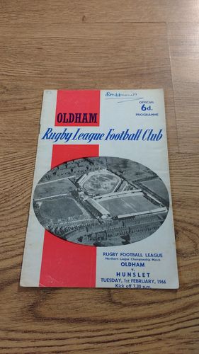 Oldham v Hunslet Feb 1966 Rugby League Programme