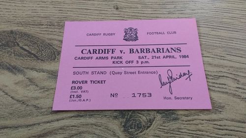 Cardiff v Barbarians 1984 Rugby Ticket