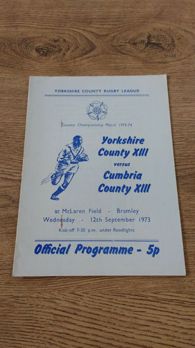 Yorkshire v Cumbria Sept 1973 Rugby League Programme