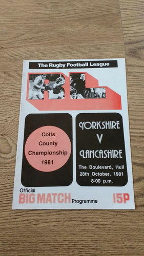 Yorkshire Colts v Lancashire Colts Oct 1981 Rugby League Programme