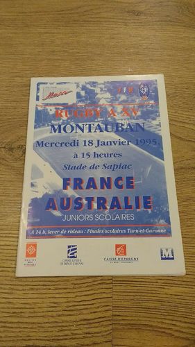 France Schools v Australia Schools 1995 Rugby Programme