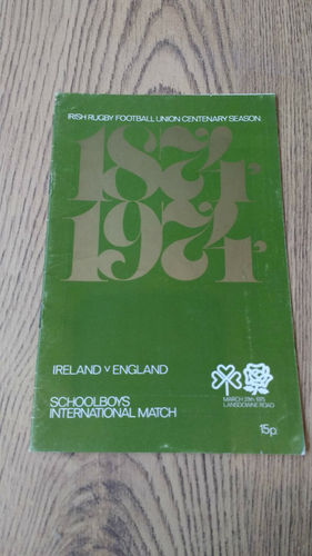Ireland Schools v England Schools 1975 Rugby Programme