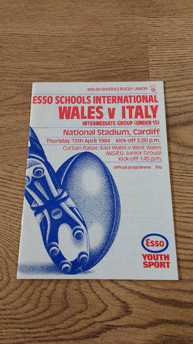 Wales Schools v Italy Schools 1984 Rugby Programme