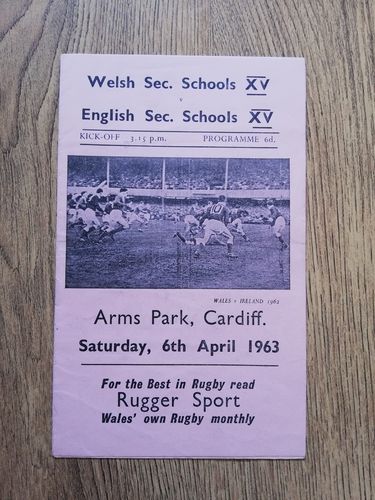 Welsh Secondary Schools v English Secondary Schools April 1963 Rugby Programme