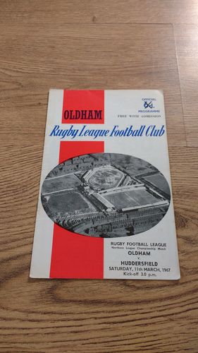 Oldham v Huddersfield Mar 1967 Rugby League Programme