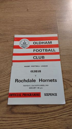 Oldham v Rochdale Sept 1969 Rugby League Programme