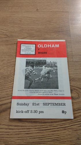 Oldham v Wigan Sept 1975 Rugby League Programme