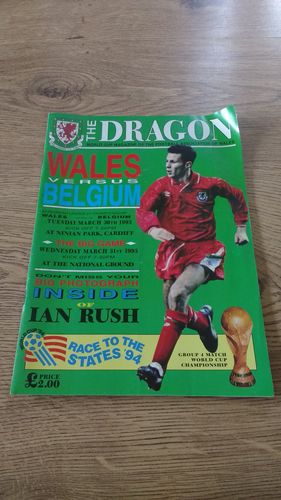 Wales v Belgium 1993 World Cup Qualifying Football Programme