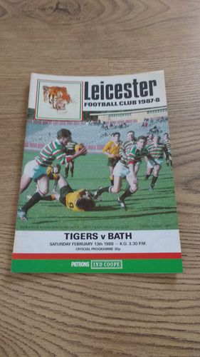 Leicester v Bath Feb 1988 John Player Cup Rugby Programme