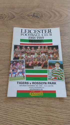 Leicester v Rosslyn Park Nov 1988 Rugby Programme