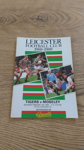 Leicester v Moseley Feb 1989 Rugby Programme