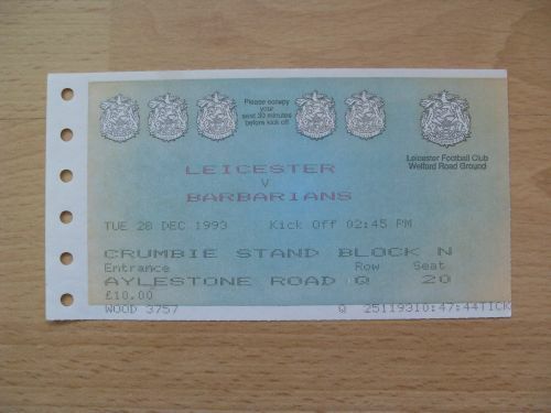 Leicester v Barbarians 1993 Rugby Ticket