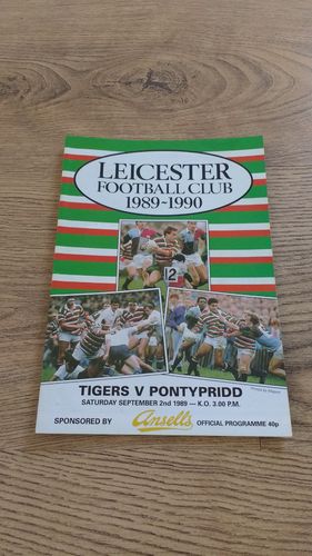 Leicester v Pontypridd Sept 1989 Rugby Programme