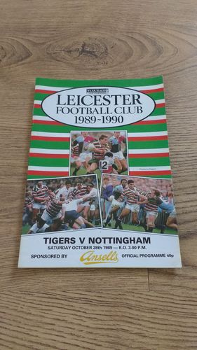 Leicester v Nottingham Oct 1989 Rugby Programme
