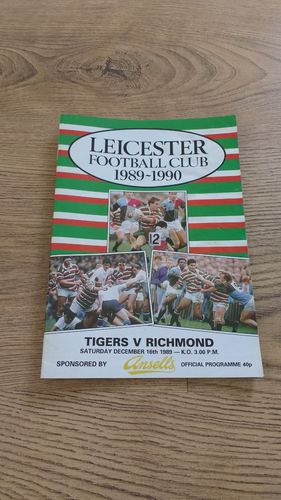Leicester v Richmond Dec 1989 Rugby Programme